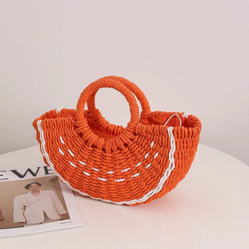 Women's Medium Spring&summer Straw Watermelon Vacation Shell String Straw Bag