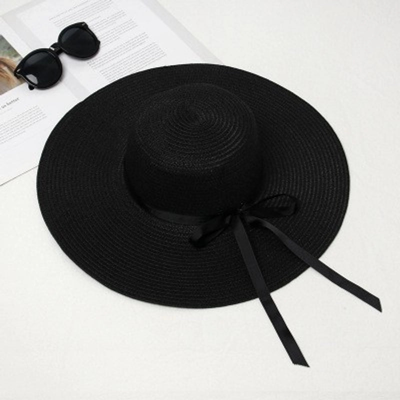 Women's Minimalist Classic Style Color Block Big Eaves Straw Hat