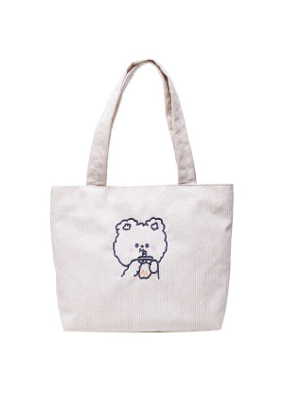 Women's Large Nylon Cartoon Bear Cute Square Open Shoulder Bag