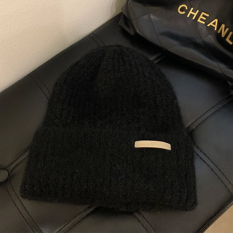 Heap Hat Autumn And Winter Big Head Casual Cold Hat Warm Hat Imitation Wool Couple Warm Wool Knitted Hat