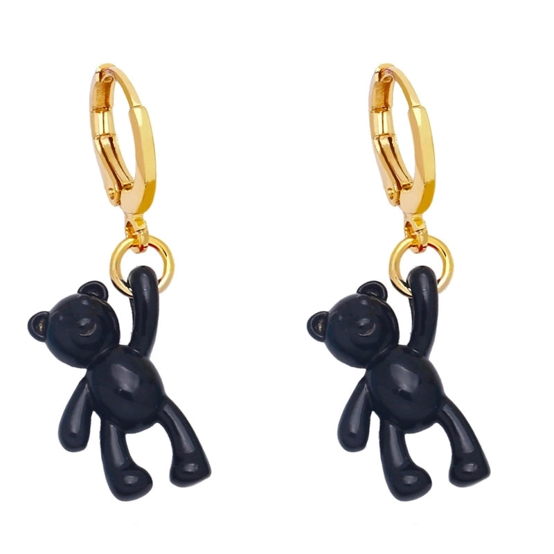 Bear Earrings Female Personality Retro Candy Color Copper Earrings