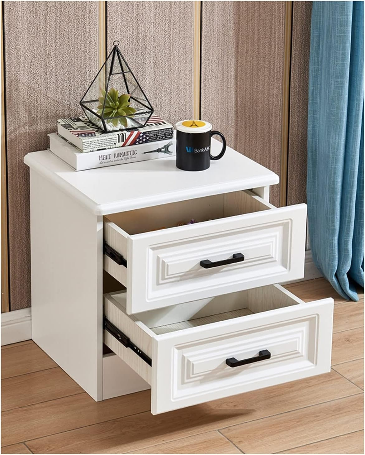 Simplicity Wooden Bedside Table with 2 Drawers. Multifunctional Bedside Table