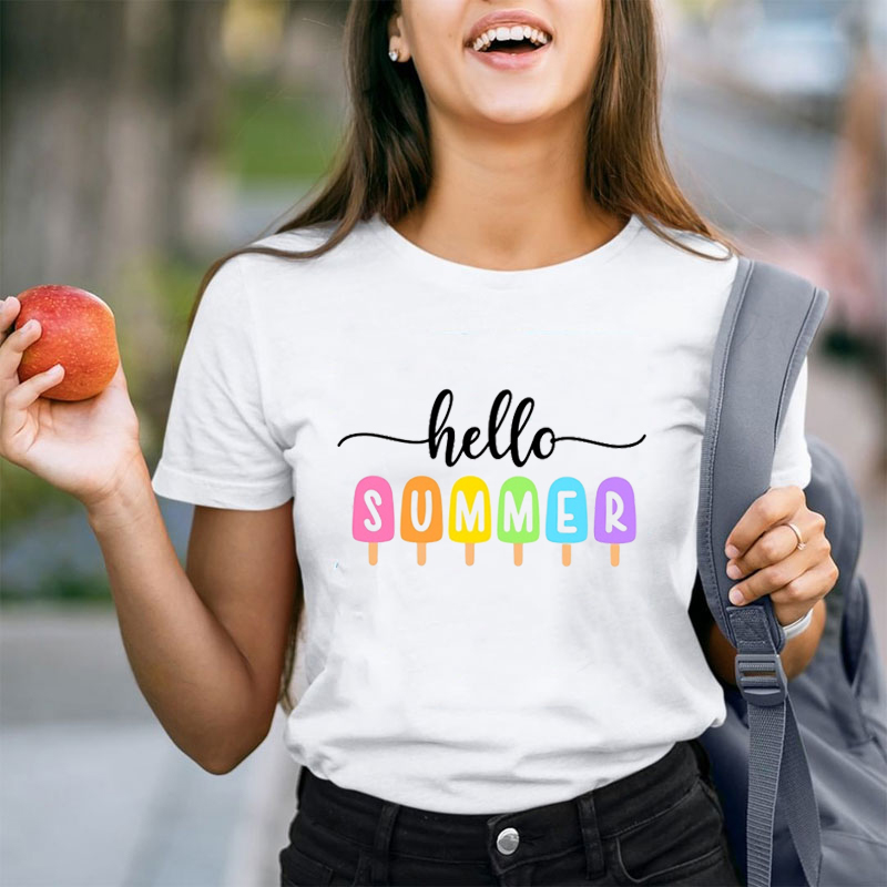 Hello Summer Popsicle Teacher T-Shirt