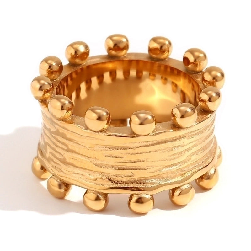 Minimalist Classic Style Round Stainless Steel Plating 18k Gold Plated Rings