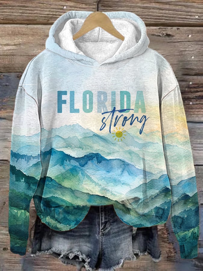Women's Florida Strong Watercolor Art Print Casual Hoodie