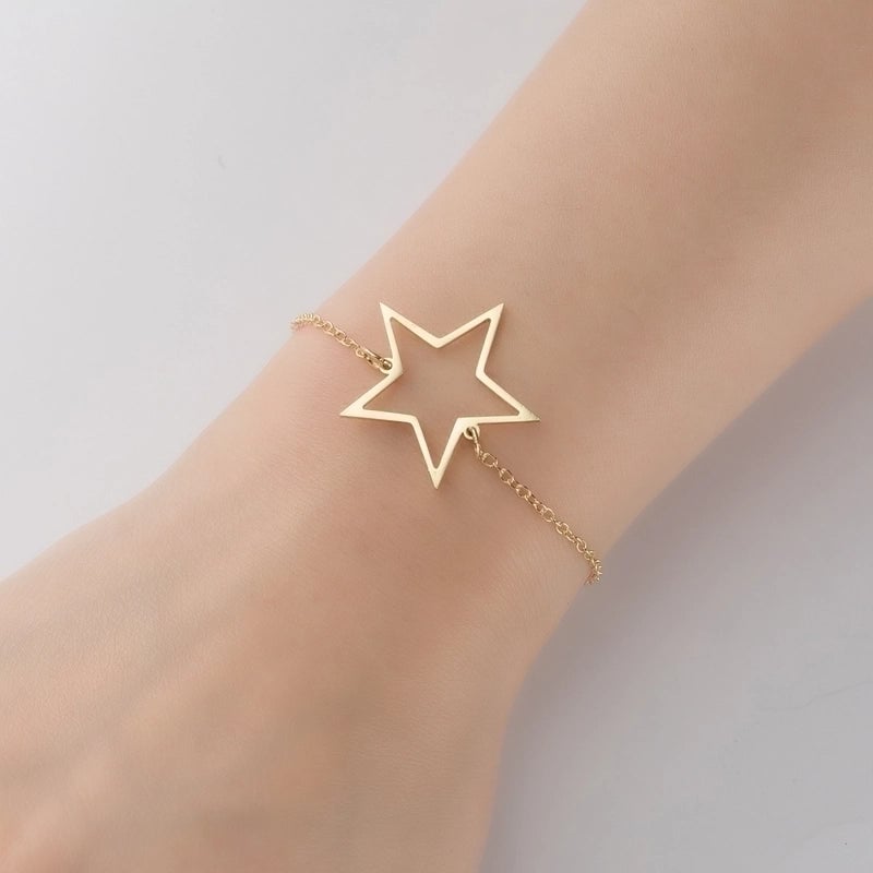Fashion Leaf Star 201 Stainless Steel 18K Gold Plated Bracelets In Bulk