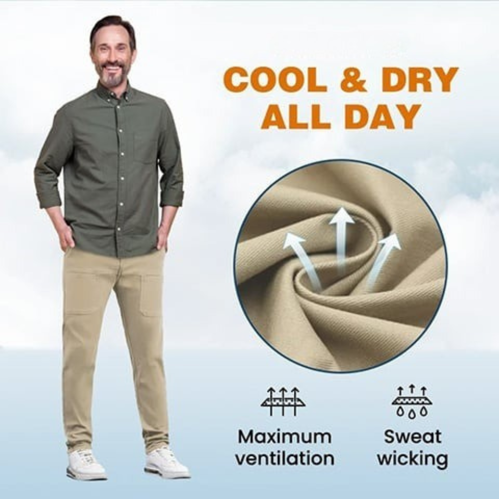 Stretch Cargo Pants With Six Pockets And Quick Dry Fabric