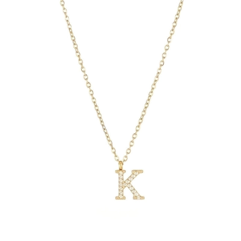 Minimalist Letter 304 Stainless Steel Zircon 16K Gold Plated White Gold Plated Plating Inlay Pendant Necklace