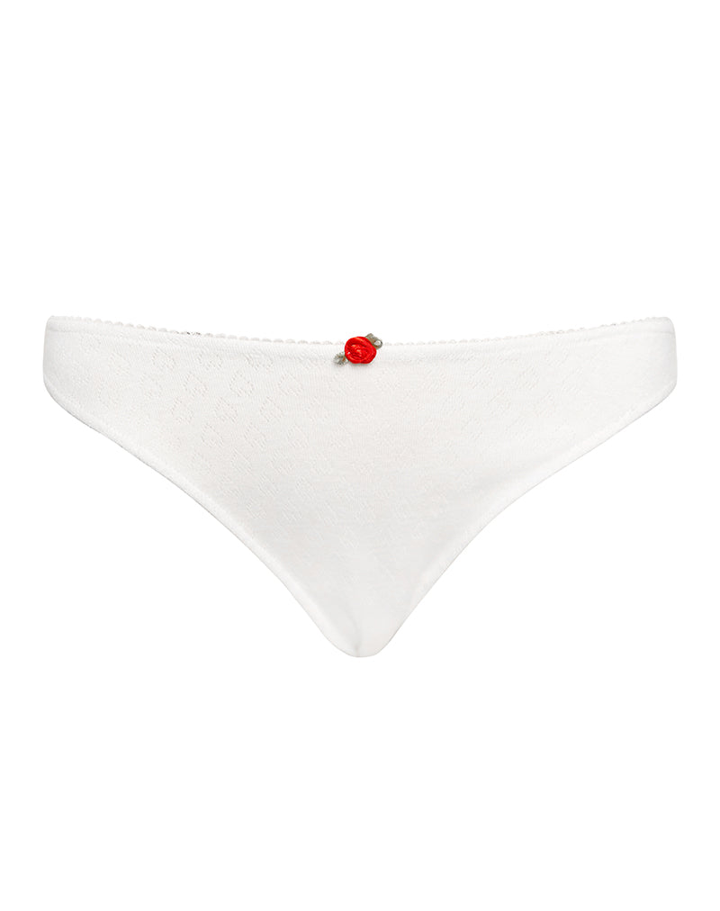 Yinis Knickers in Pointelle Ivory with Frill Trim