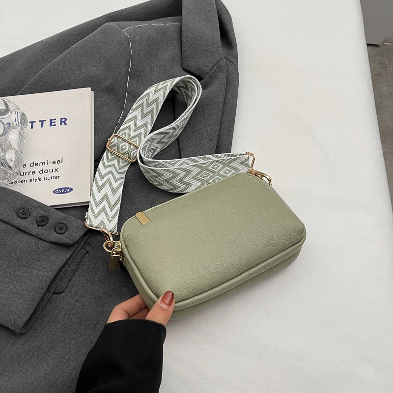Women's Pu Leather Geometric Solid Color Elegant Classic Style Square Zipper Shoulder Bag Crossbody Bag