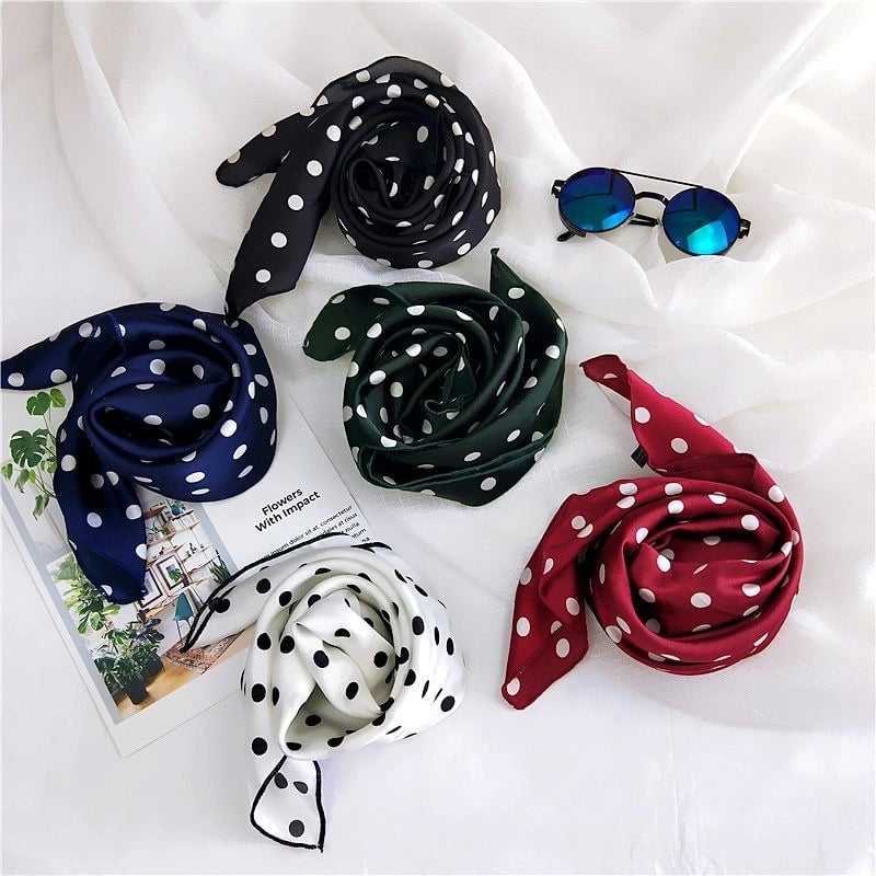70 New Polka Dot Small Square Scarf Women's Spring And Autumn Summer Professional  Fashionable Scarf Decorative Scarf