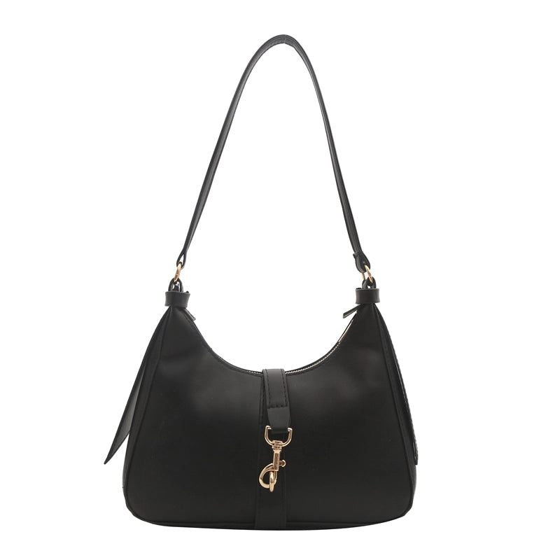 Women's Pu Leather Solid Color Classic Style Hook Loop Underarm Bag