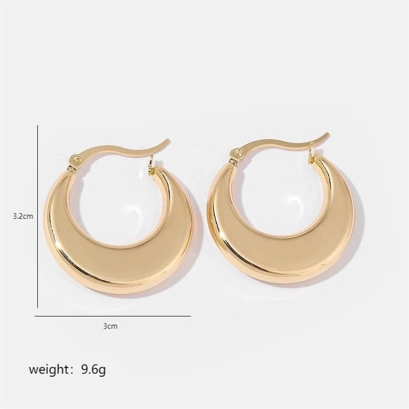 1 Pair Minimalist Solid Color Commute Geometric Semicircle Circle Plating Stainless Steel 18K Gold Plated Earrings