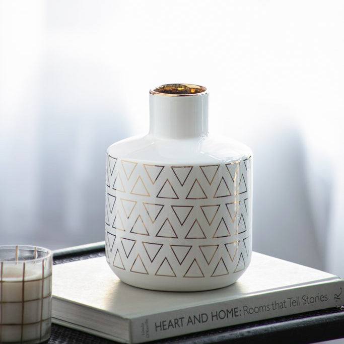 Versa Ceramic Vase Medium - White & Gold