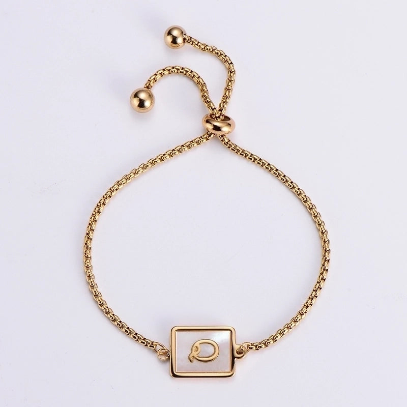 Minimalist Letter 304 Stainless Steel 18K Gold Plated Shell Bracelets In Bulk