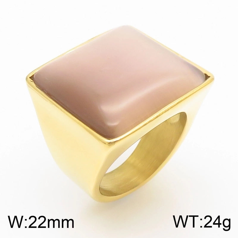 Vintage Style Geometric Square Stainless Steel 18K Gold Plated Plating Rings