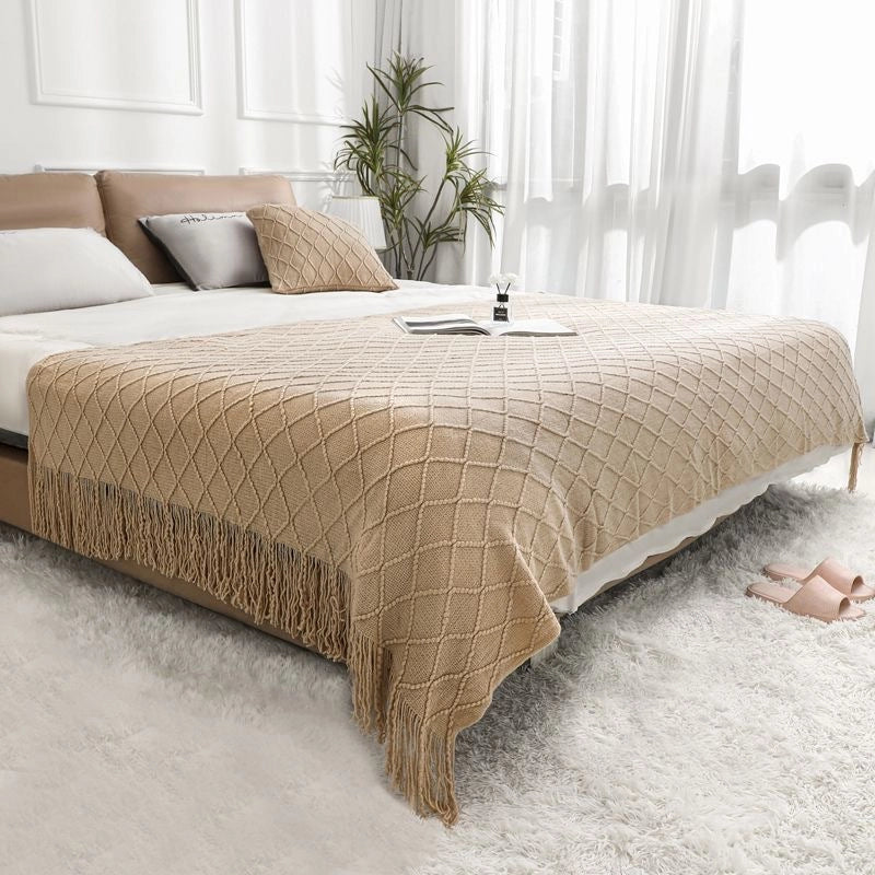 Tassel Sofa Towel Sofa Pillow Blanket Bedroom Bed Blanket Homestay Woven Blanket Bed Flag