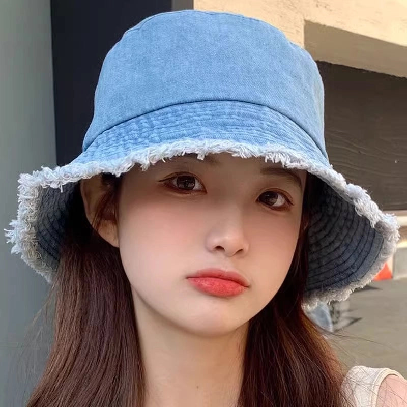 Basin Hat Cowboy Hat Female Fisherman Hat Sun Protection Hat Korean Fashion Sun Hat Cover Face Fashion Brand Face Look Small