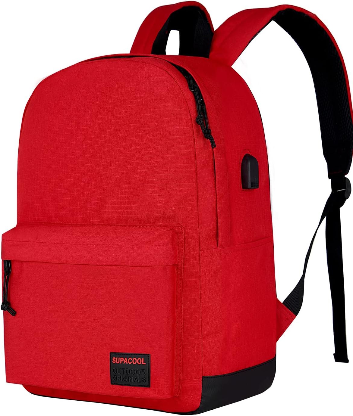 SUPACOOL Casual Laptop Backpack for Men and Women, School Backpack for Boys and Girls, College Bookbag, USB Charging Port, Lightweight Back Pack(Black)