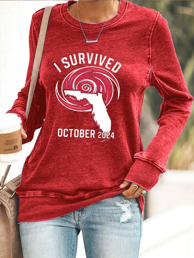 Women's I Survived OCTOBER 2024 Print Sweatshirt