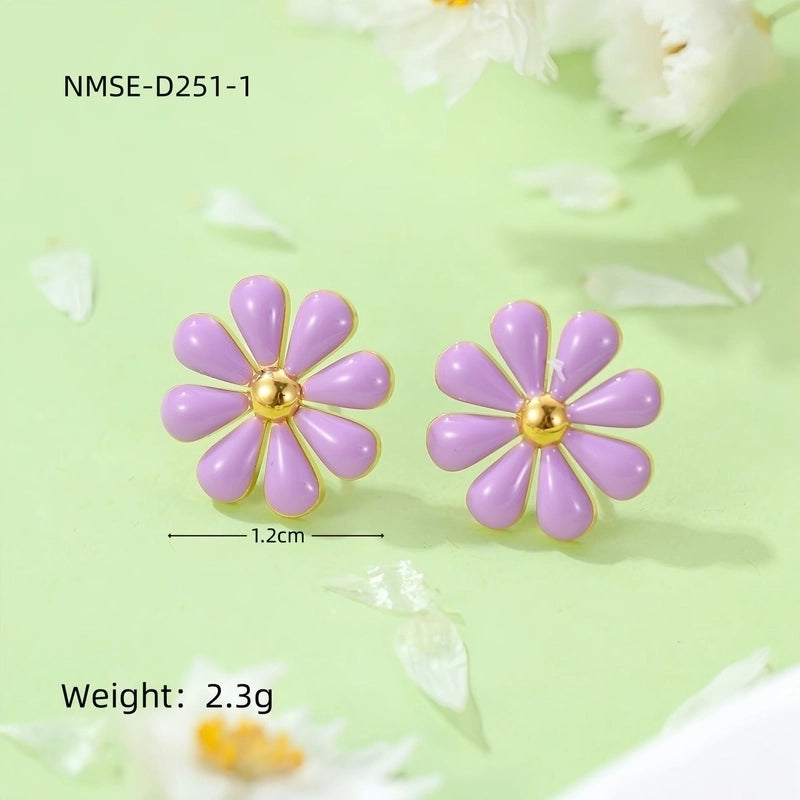 1 Pair Pastoral Daisy 304 Stainless Steel Ear Studs