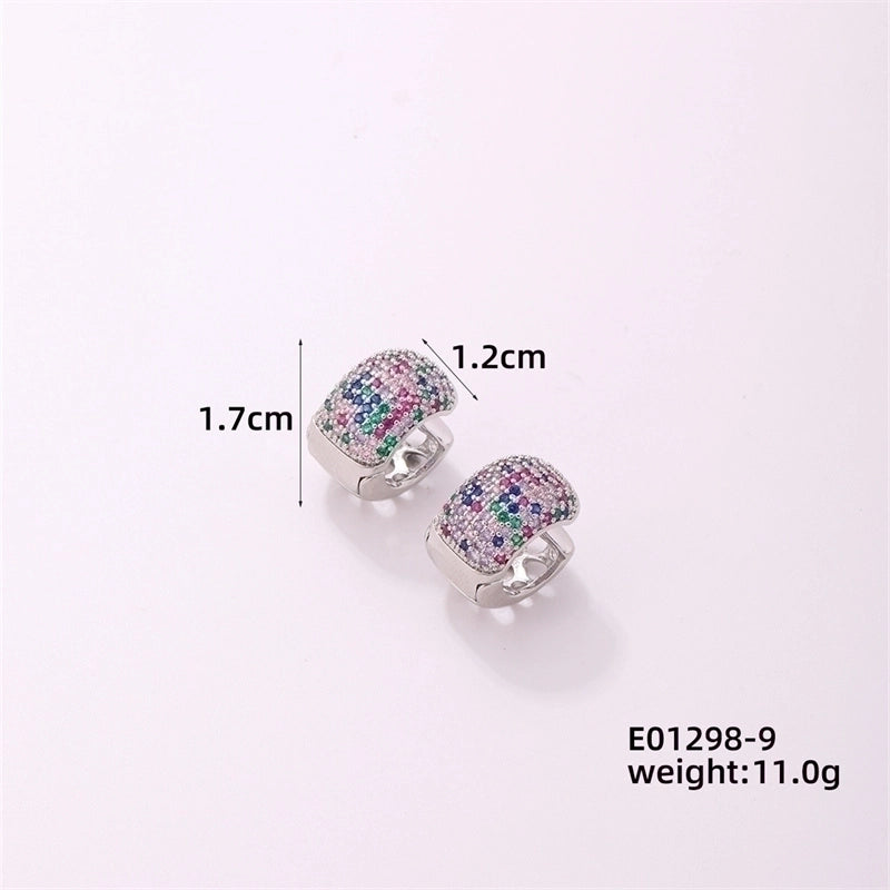 1 Piece Casual Minimalist Geometric Copper Zircon Gold Plated Silver Plated Huggie Earrings