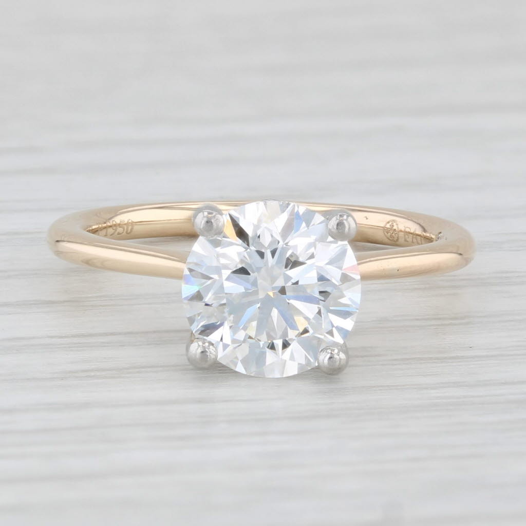2.14ct Lab Created Diamond Solitaire Ring 14k Yellow Gold Size 6.5 GIA VVS2 G