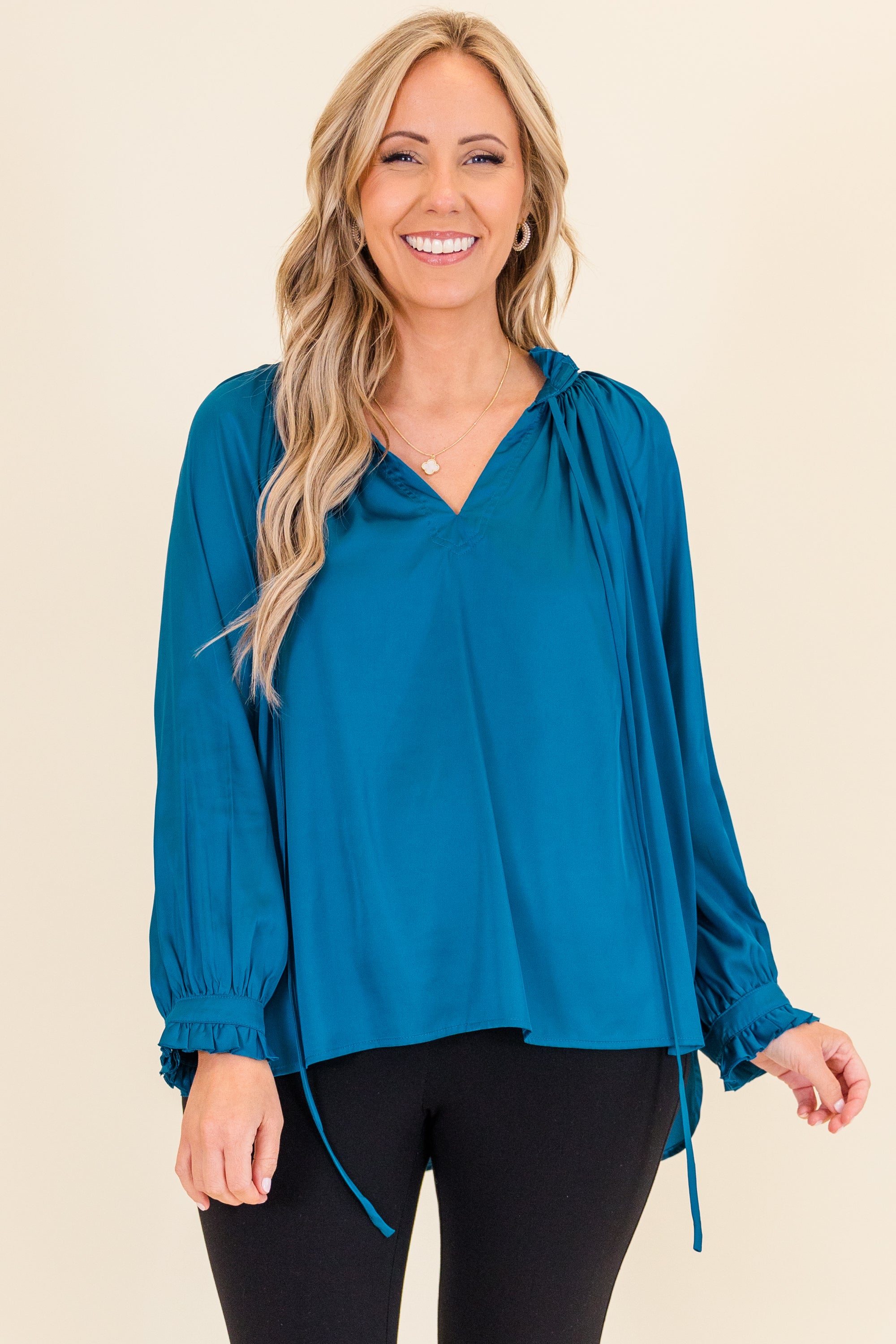 Lagoon Shimmer Blouse. Blue