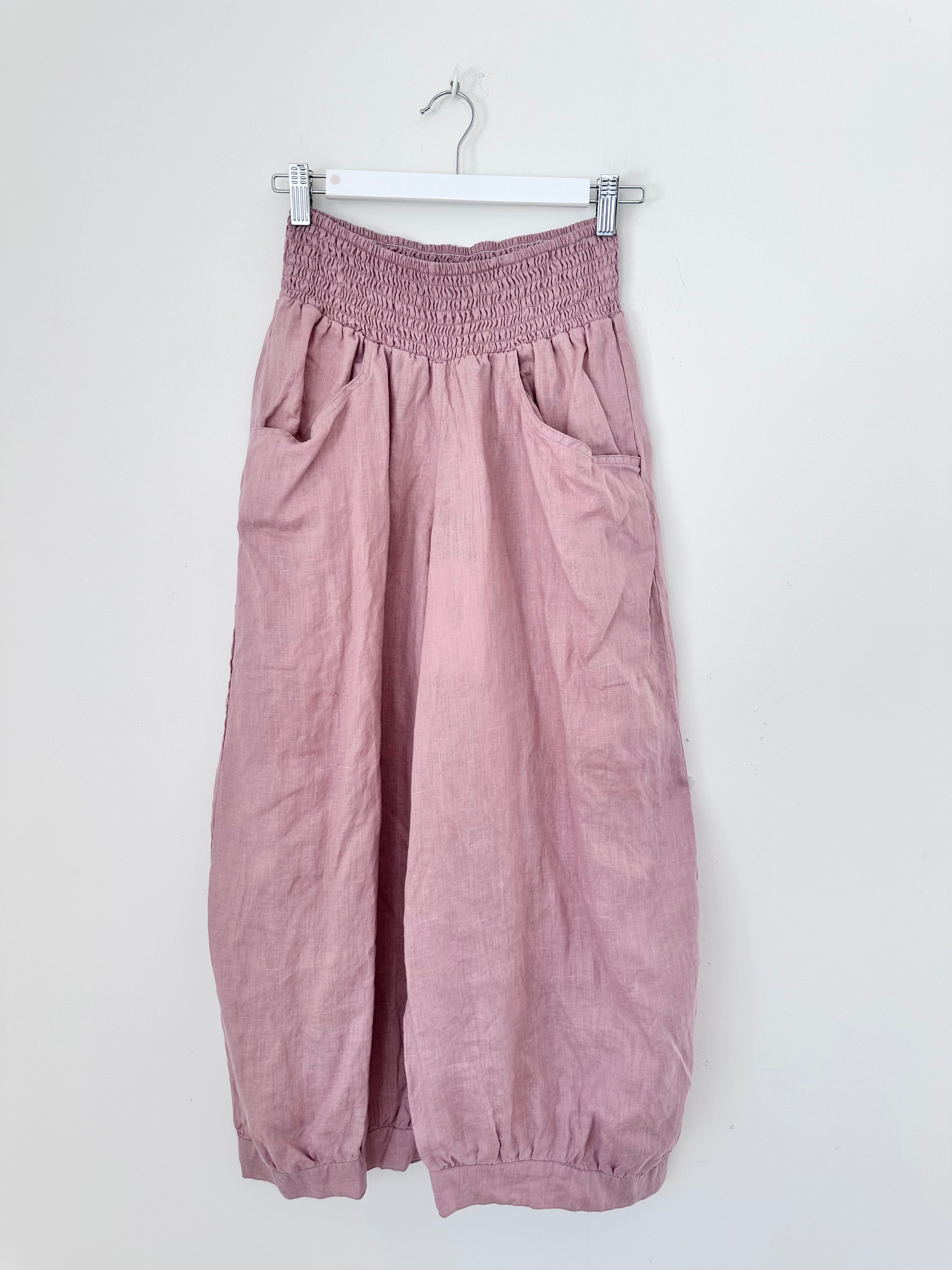 jackie pants - dusty rose linen