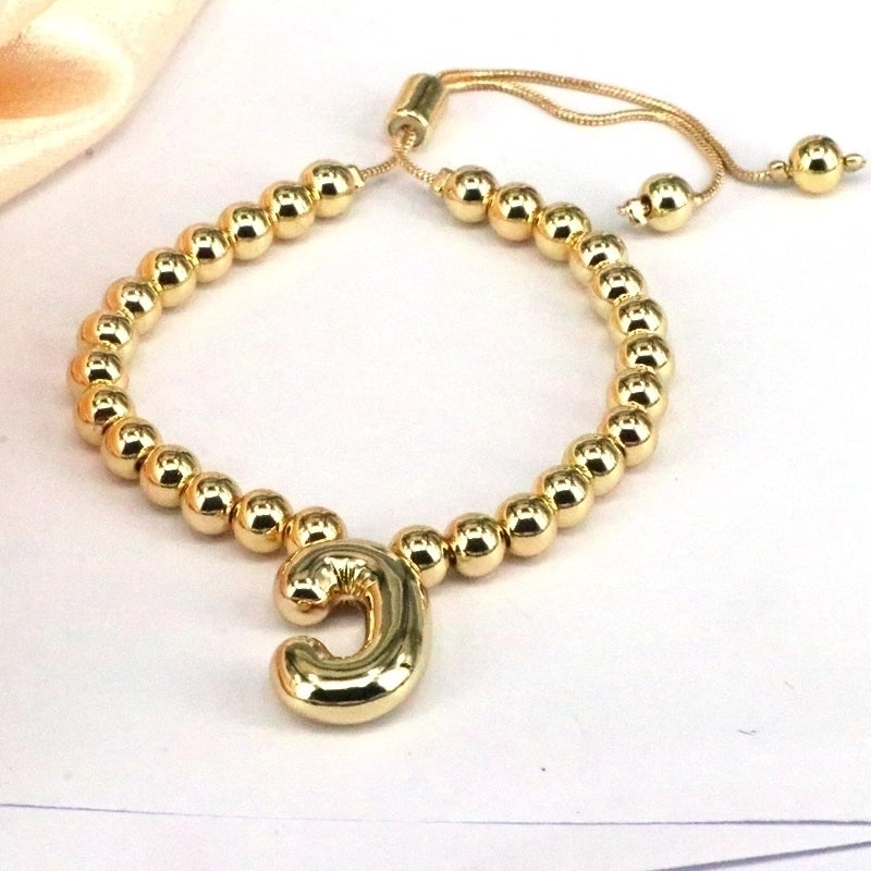 Copper Gold Plated Vintage Style Minimalist Letter Bracelets