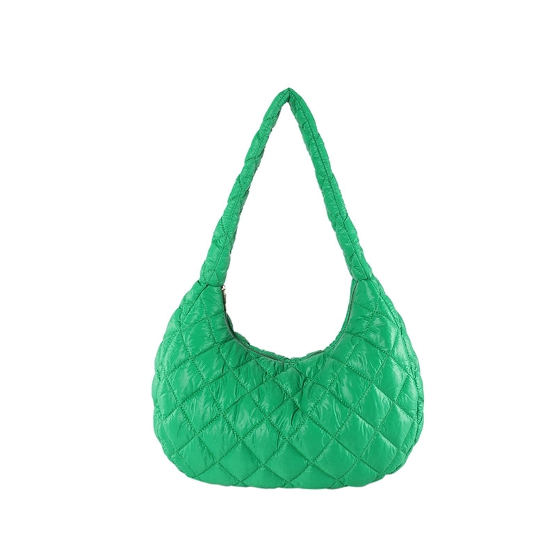 Women's Cotton Solid Color Basic Dumpling Shape Zipper Shoulder Bag Underarm Bag