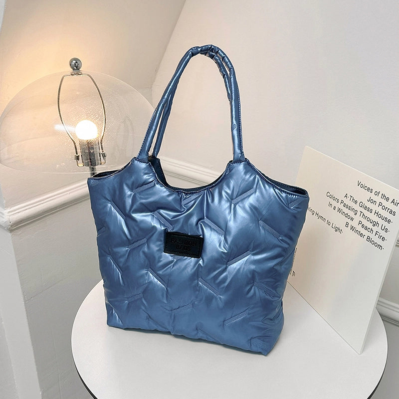 Women's Down Solid Color Classic Style Sewing Thread Square Zipper Shoulder Bag