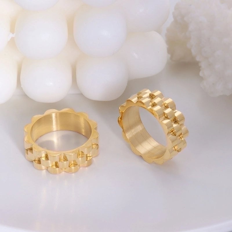 Fashion Geometric 304 Stainless Steel No Inlaid 18K Gold Plated Patchwork Plating