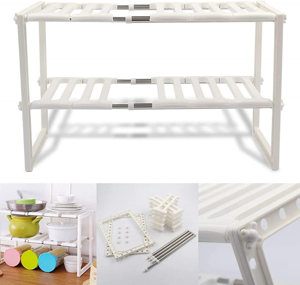 Kitchen Shelf Expandable. 2 Tiers Expandable Kitchen Storage Multi-Functional Rack