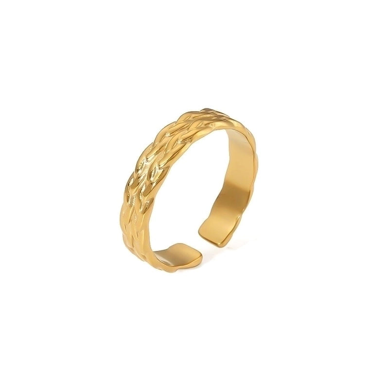 Titanium Steel 18K Gold Plated Minimalist Inlay Circle Rhinestones Open Rings