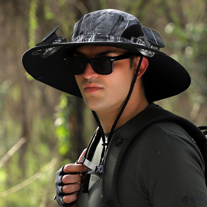 🔥LAST DAY 49% OFF🔥- Wide Brim Solar Fan Outdoor Fishing Hat-Solar & USB Charging