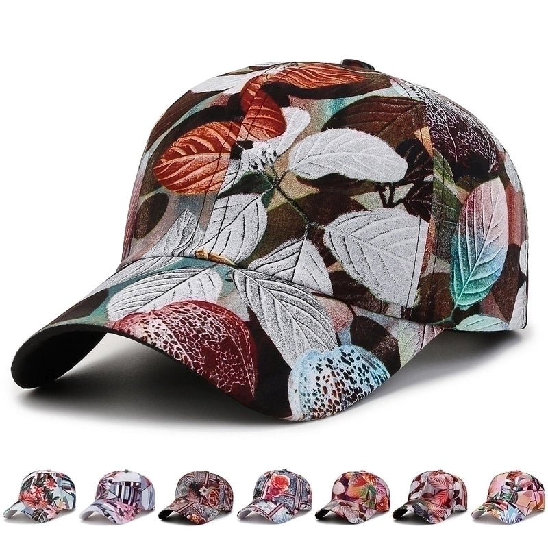Unisex Romantic Flower Printing Curved Eaves Baseball Cap