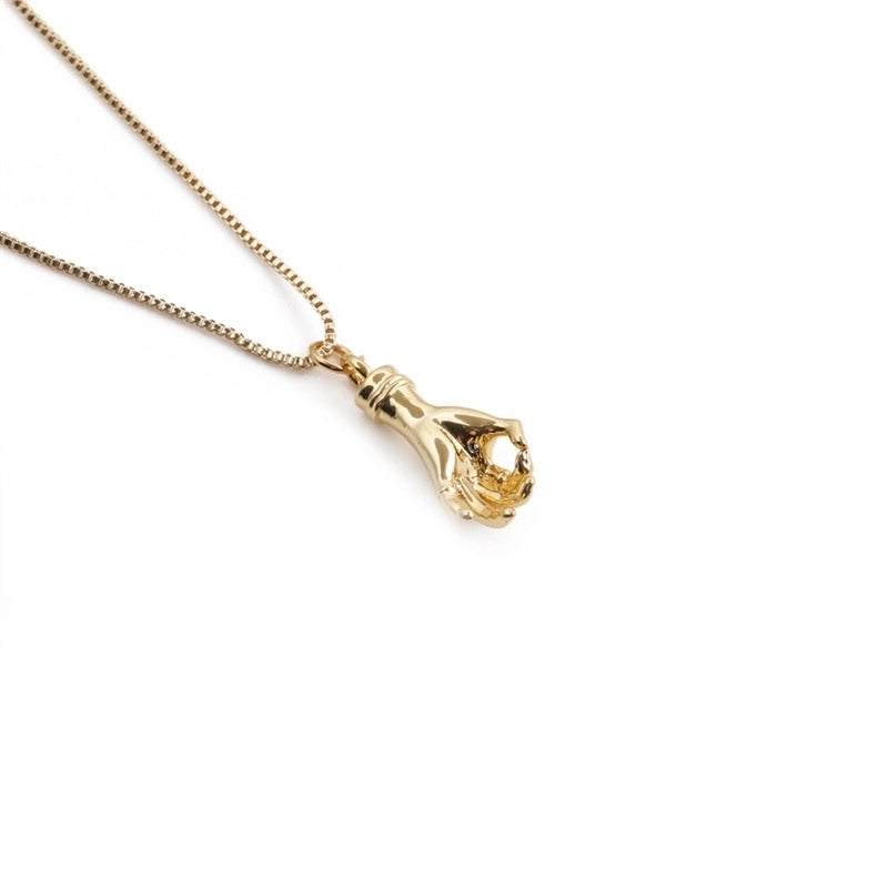 Retro Copper Gold  Plated Palm Necklace