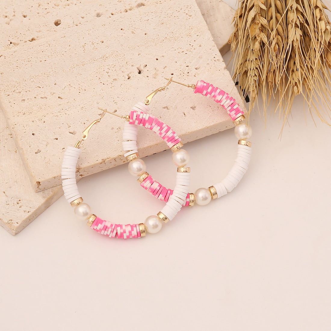 Women Fashion Bohemian U-Shape Polymer Clay Earrings
