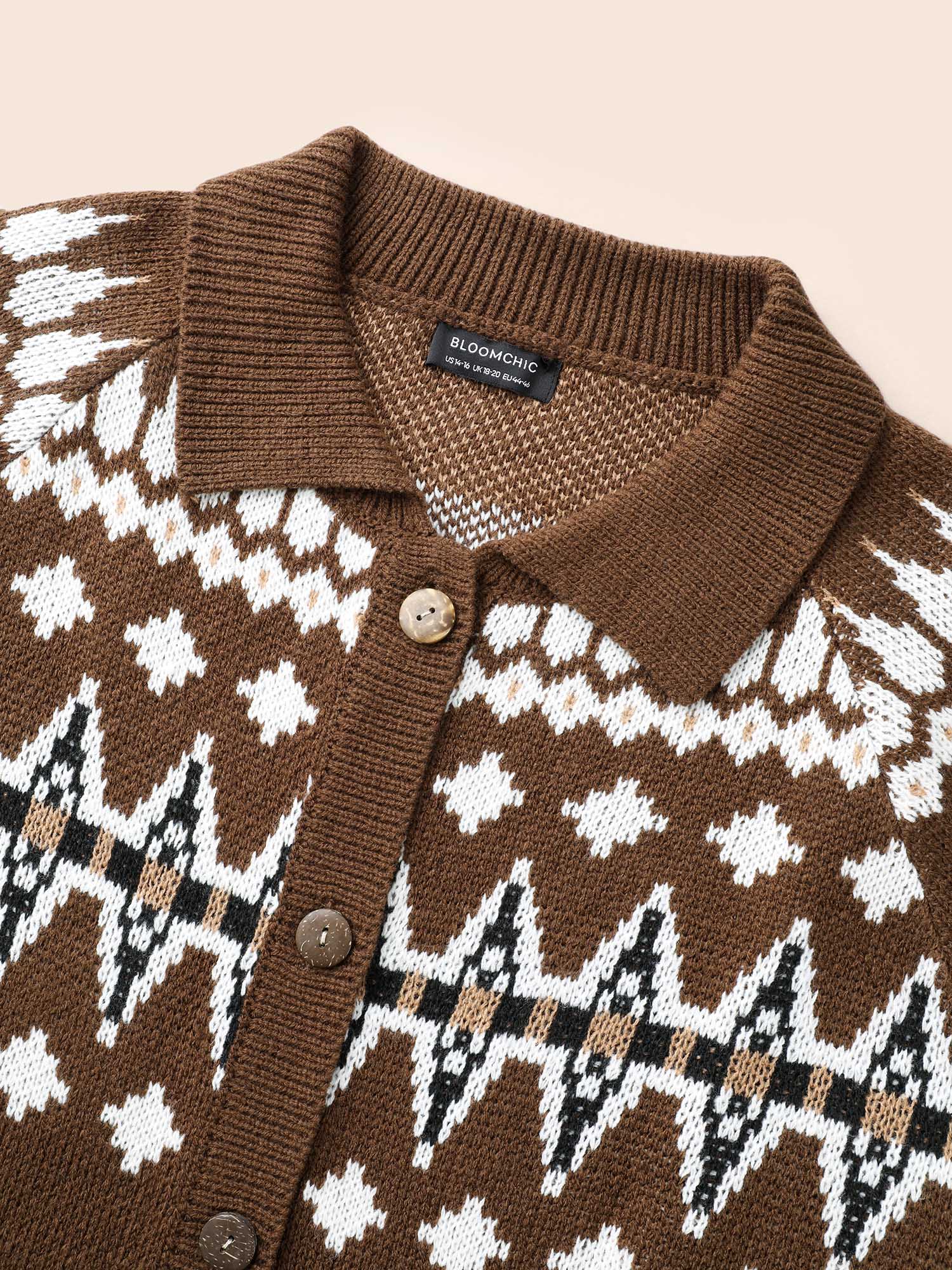 Fair Isle Collared Button Down Cardigan