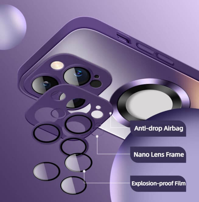 Magnetic AG Glass Frosted Case With Camera Lens Protector For iPhone 14 13