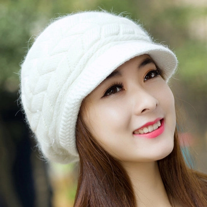 2 Pieces Women's Elegant Basic Minimalist Solid Color Curved Eaves Wool Cap Beret Hat