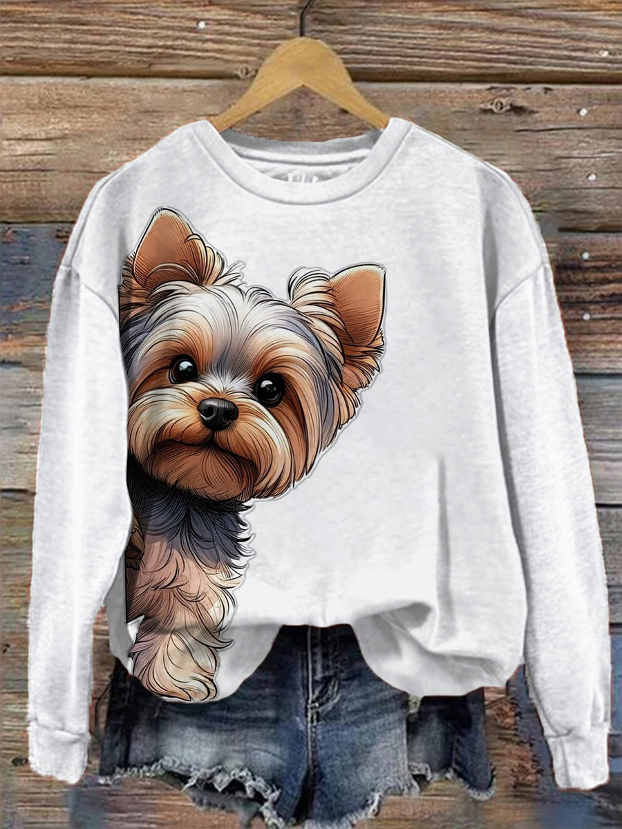 Funny Dog Print Long Sleeve Top