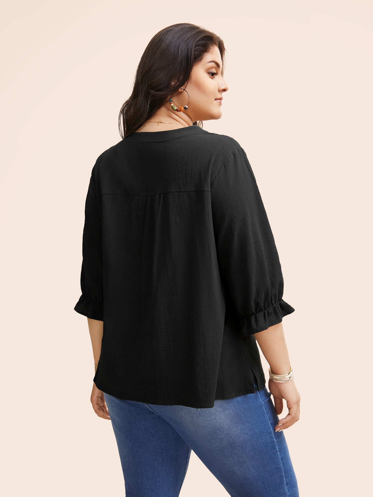 Broderie Anglaise Tie Knot Lantern Sleeve Blouse