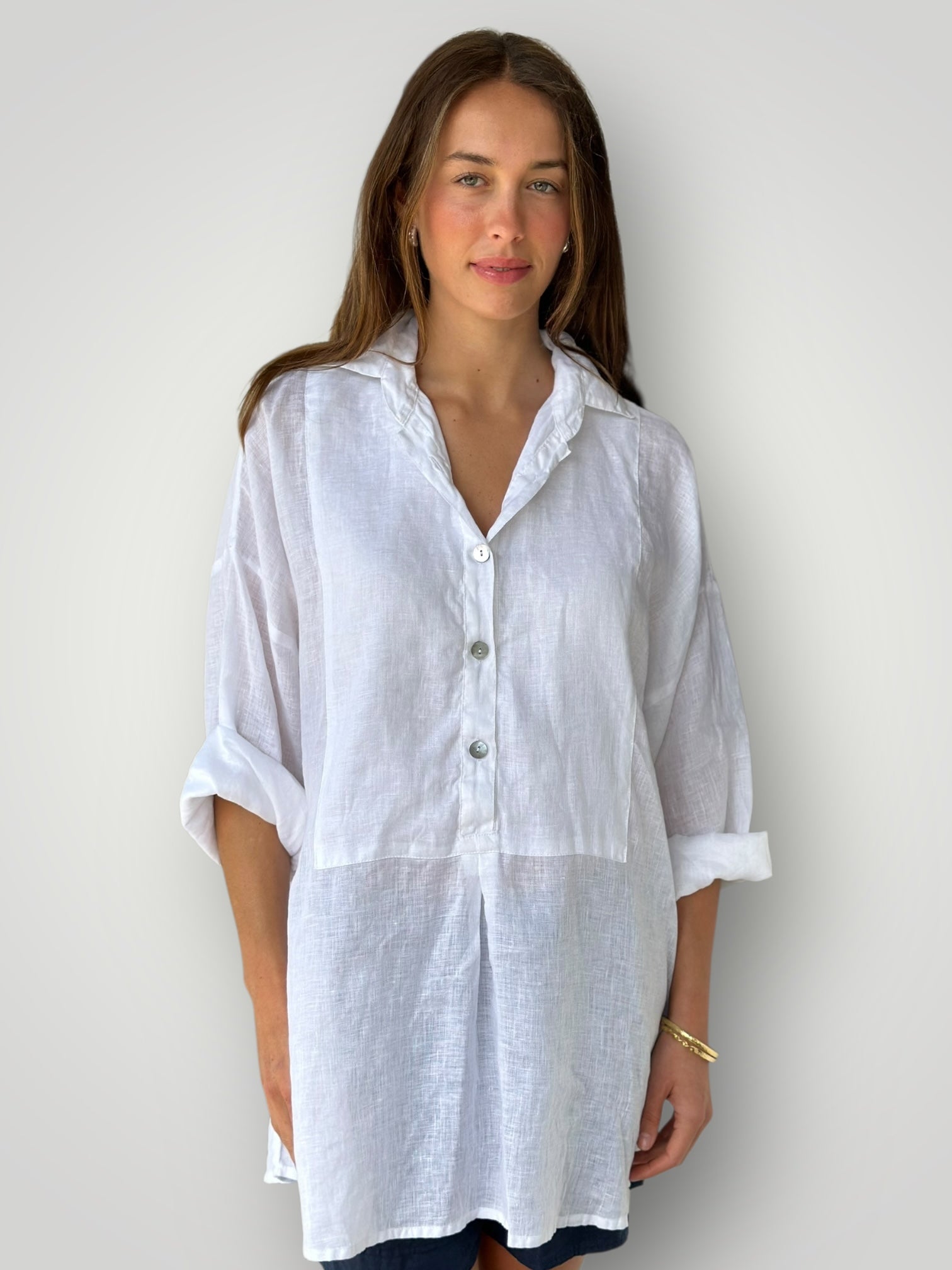 megan shirt-white linen