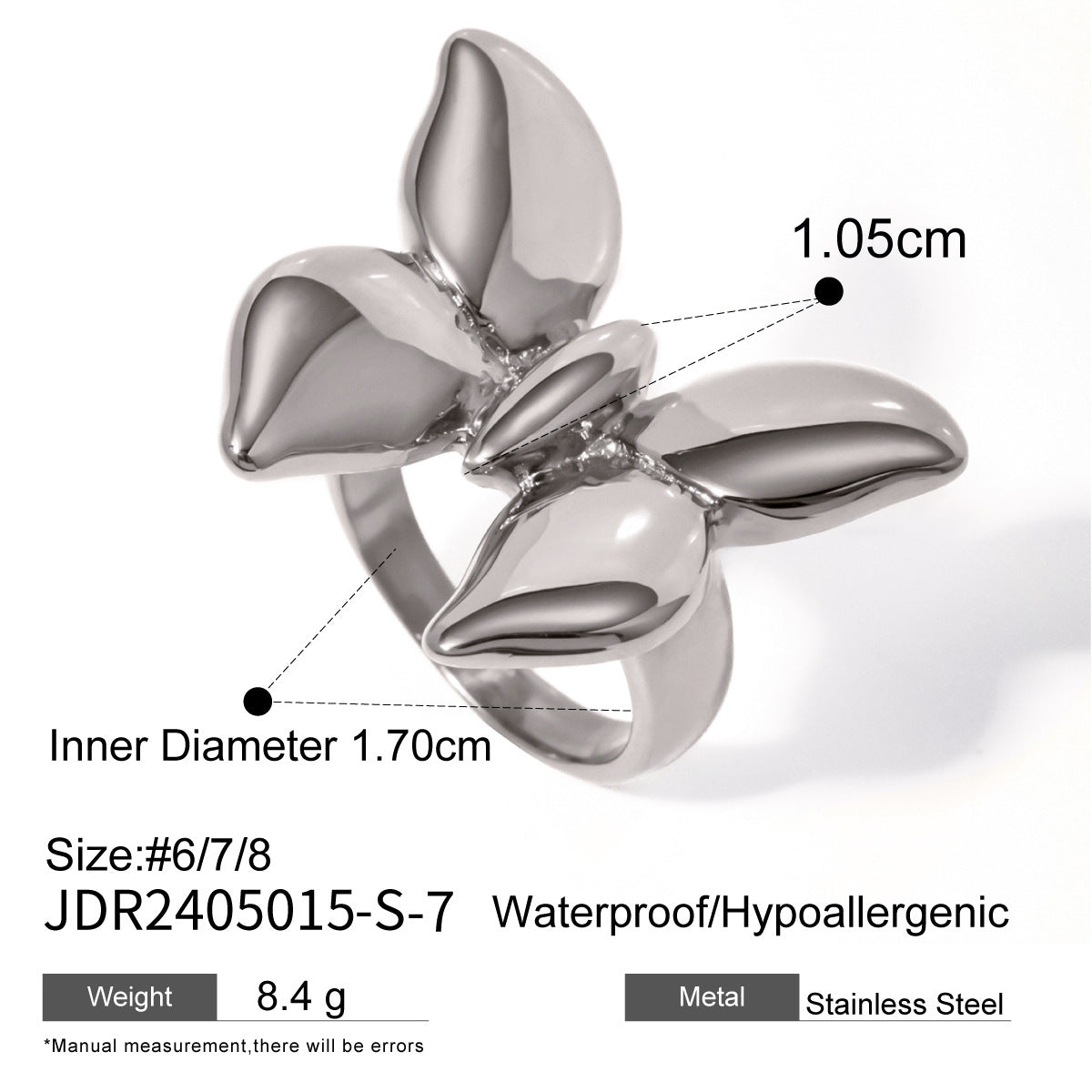 Butterfly Titanium Steel Ring Finger Ring Stainless Steel Ring