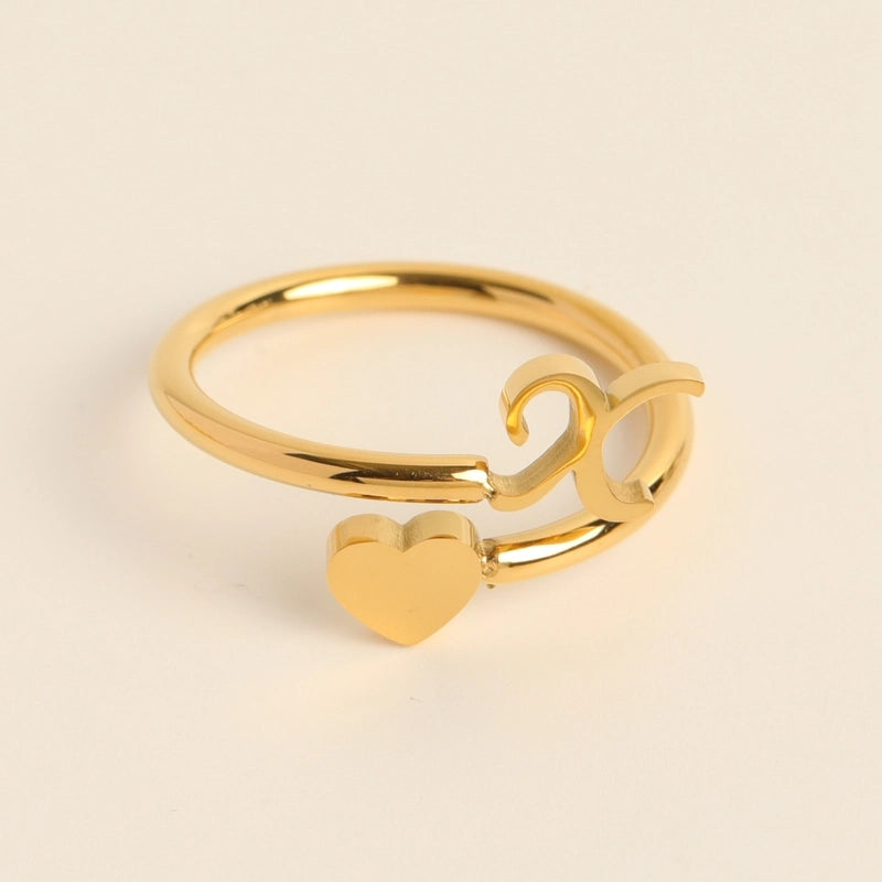 Fashion Letter 304 Stainless Steel Gold Plated Plating Stainless Steel Rings