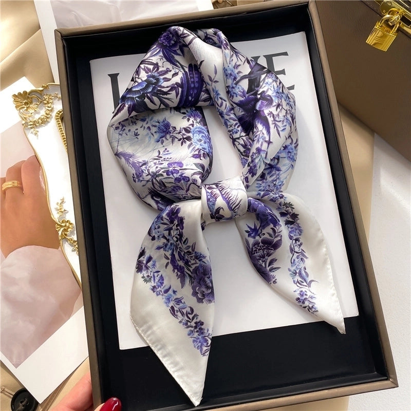 Women's Elegant Minimalist Color Block Polyester Printing Silk Scarf