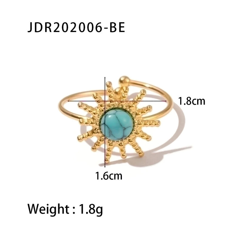 Fashion Geometric 304 Stainless Steel Artificial Gemstones Irregular Rings