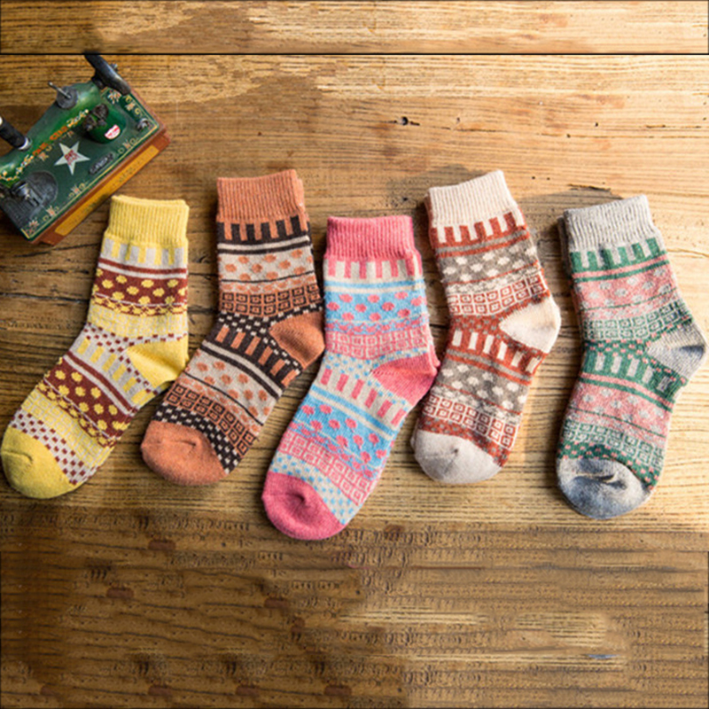 Retro Ethnic Polka Dot 5 Pairs Of Socks